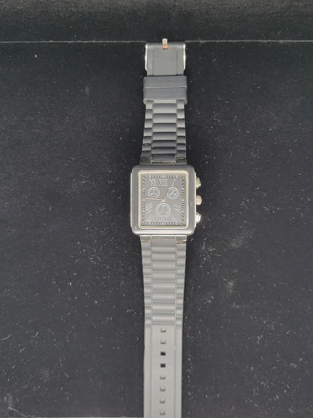 Men's Black Square Stainless Analog Watch with Roman Markers